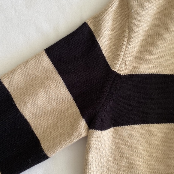 Truth by Republic collegiate stripe pullover crew neck side slits black taupe - Picture 6 of 12